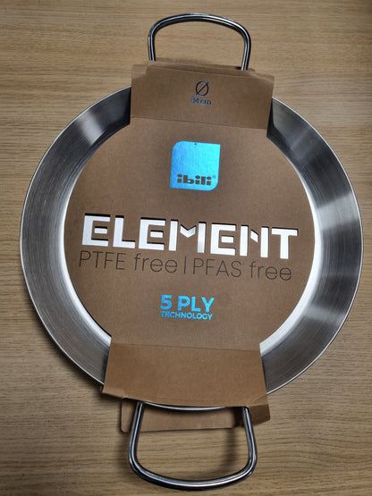 260866 - IBILITigan Paella me 5 Shtresa Element, 34 cm, 6 racione, pa shtresë jo-ngjitëse, i përshtatshëm për soba me induksion