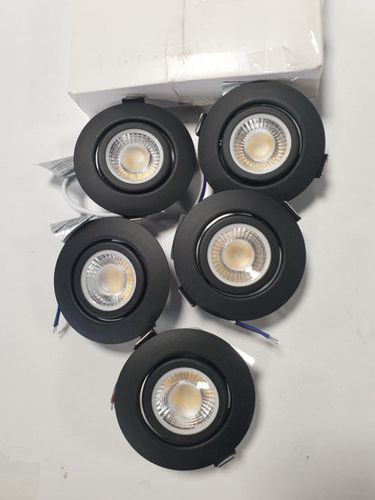 217631 - Drita LED të Inkasuara 230V, 6W, IP44, Drita të Zeza, të Bardha të Ngrohta, të Bardha Neutrale, të Bardha të Ftohta, Set me 5 copë