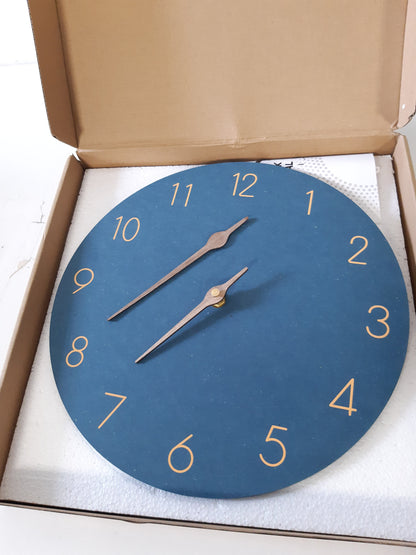 253536 - ACCSHINE ORË MURI MODERNE PREJ DRURI MDF 30 CM, ME MEKANIZËM KUARCI, PA TIK-TAK, BLU