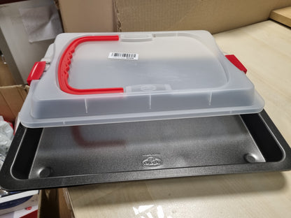 251618 - DR. OETKER Tepsi Pjekjeje me Mbulesë Transporti Bake & Go, 3 në 1: 42x29x4 cm, Jo-ngjitëse