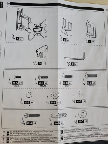 266509 - RICOO Mbështetëse Muri për Televizor S3222, Montim në Mur për Televizor VESA 200 x 200, 32-55 inç, Kapacitet deri në 30 kg, Krah Rrotullues Universal