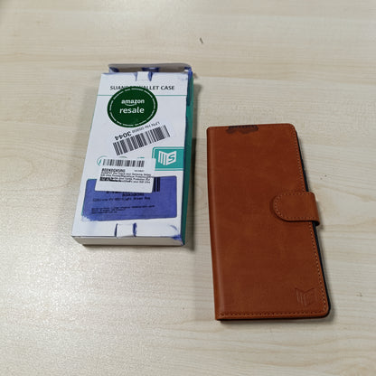 268662 - MBROJTËSE SUANPOT PËR SAMSUNG GALAXY S25 ULTRA [MBROJTJE MAGNETIKE][BLLOKIM RFID] VENDE KARTASH, MBROJTËSE PORTOFOL PREJ LËKURE PU PREMIUM PËR SAMSUNG S25 ULTRA, NGJYRË KAFE E ÇELËT