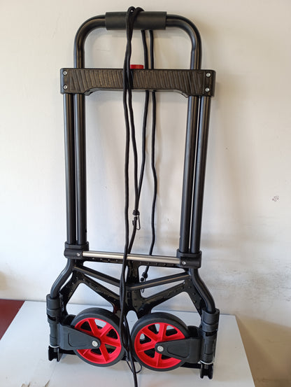 187280 - YEAUPE PRO Karrocë Transporti e Palosshme me Dorezë Teleskopike, Rrota Gome dhe 2 Rripa, Kapacitet Ngarkese 50 kg, e Zezë - Përdorim per Zhvendosje, Kopshtari apo Transport