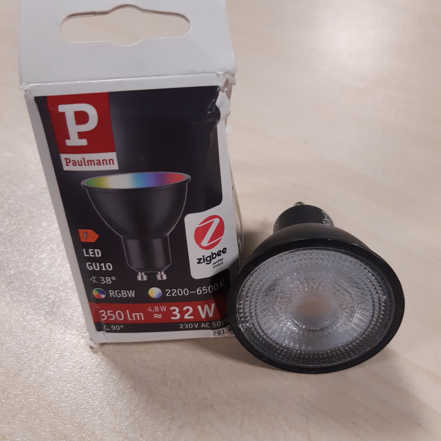 252642 - PAULMANN 29148 Standard 230V Smart Home Zigbee LED Reflektor GU10 350lm 4.8W RGBW+ me Errësim të Llambës së Zezë Mat