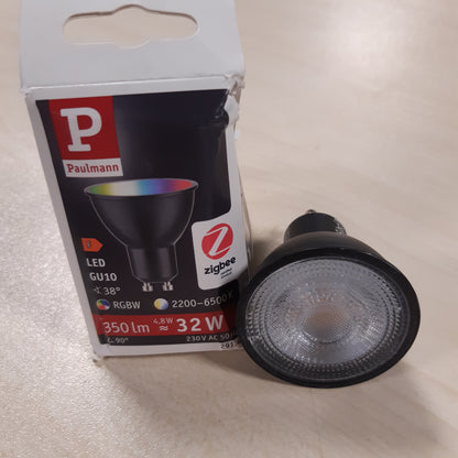 252642 - PAULMANN 29148 Standard 230V Smart Home Zigbee LED Reflektor GU10 350lm 4.8W RGBW+ me Errësim të Llambës së Zezë Mat