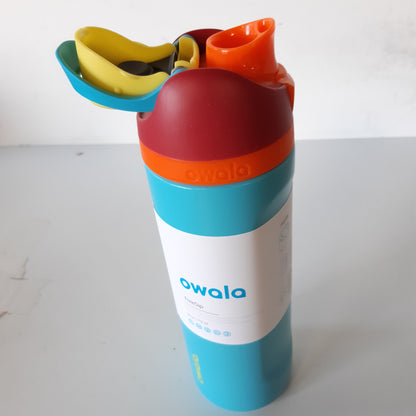260910 - OWALA Shishe uji e izoluar prej çeliku inox FreeSip me kashtë, 710 ml, pa BPA, ideale për sporte, fitnes, aktivitete në natyrë dhe udhëtime, Summer Sweetness