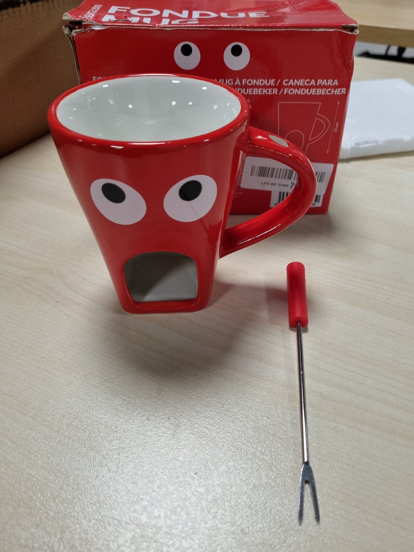 223222 - Fisura Filxhan Fondue Çokollate 140ml, Filxhan i Kuq me Printim Syri, për Dhuratë