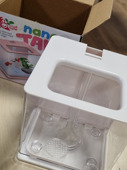 215685 - HAUSDEC Akuariumi prej akriliku plastik vetëpastrues, i lehtë për t’u ndërruar, i bardhë