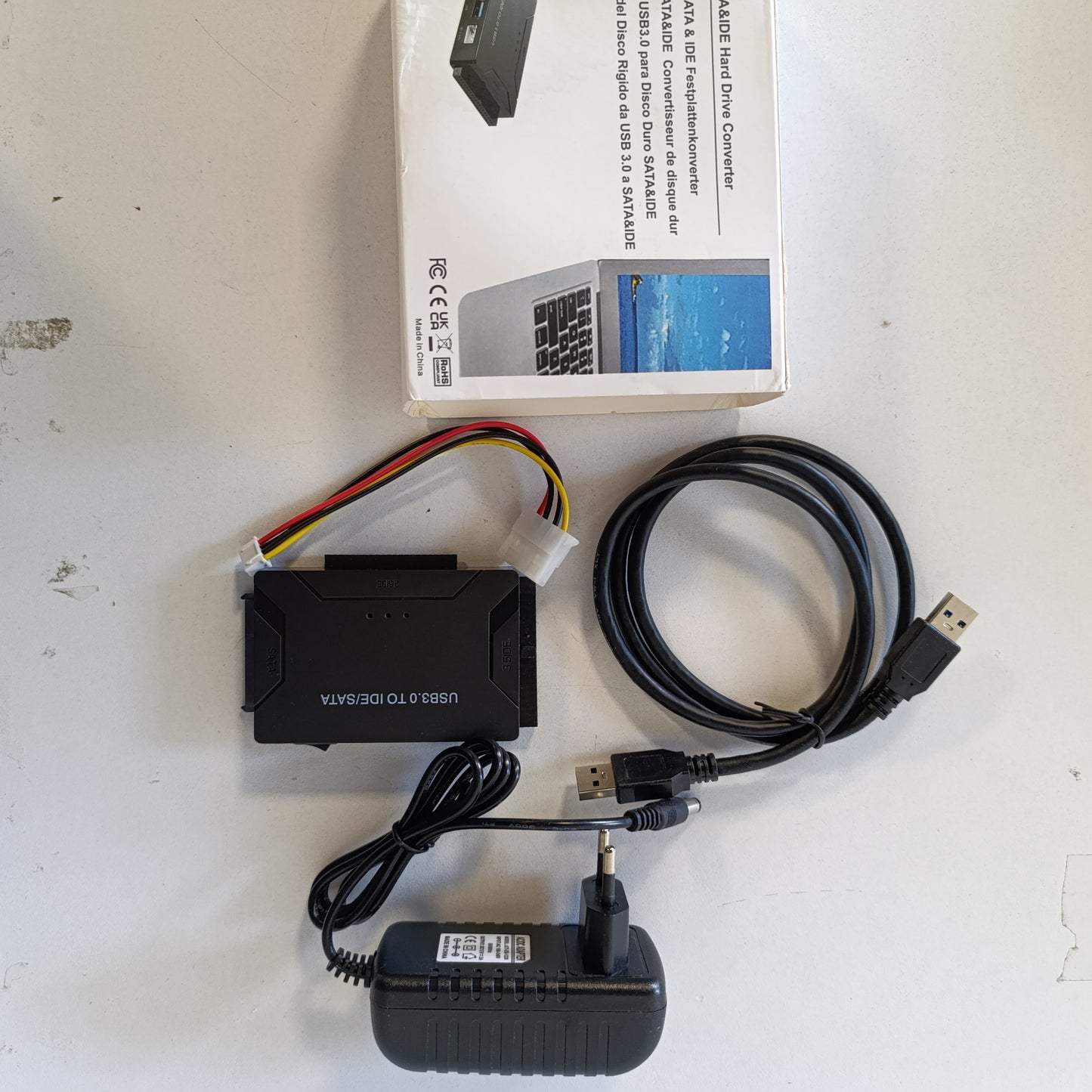 268935 - Adaptues i diskut të ngurtë USB 3.0, 5Gbps për HDD/SSD 2.5"/3.5", konvertues SATA dhe IDE, për Windows 11/10/8/7/XP/Vista, me kabllo USB/furnizim me energji 12V 2A