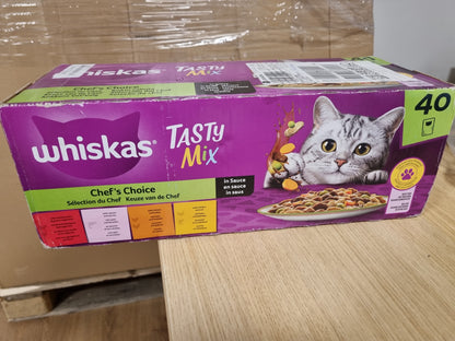 222163 - Ushqim i lagësht WHISKAS TASTY MIX në salcë për macet e rritura 40x85g