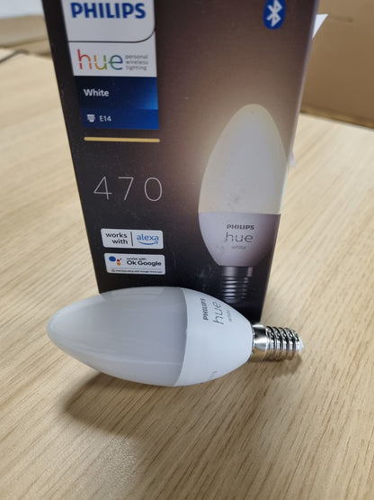 214186 - PHILIPS Qirinj të Bardhë E14, Pako e Vetme 470lm, me errësim, dritë e bardhë e ngrohtë, e kontrollueshme nëpërmjet aplikacionit, e pajtueshme me Amazon Alexa