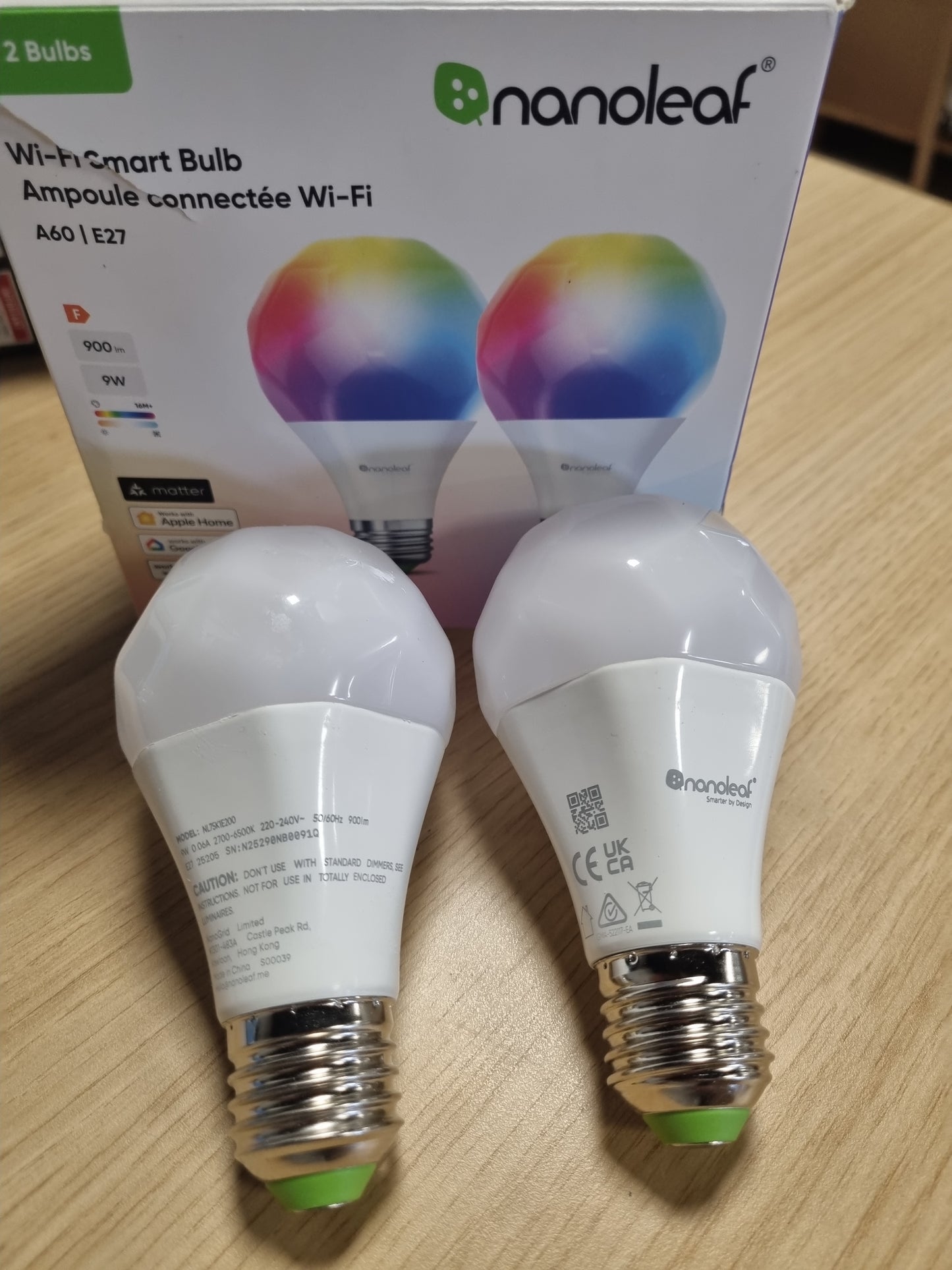 213663 - NANOLEAF Pako me 2 Llampa LED Inteligjente WiFi RGBW E27, Kontroll me Aplikacion/Zër (Alexa, Apple, i Përputhshëm me Google)