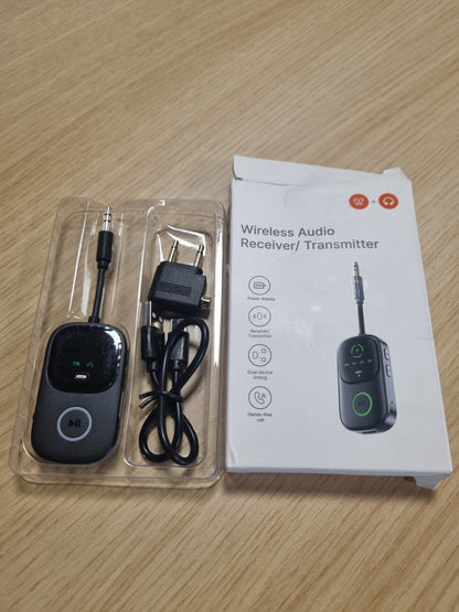 266764 - TRANSMETUES Bluetooth 5.4 Jack për TV, Adaptor 2 në 1 për Makinë, Hyrje Aux 3.5 mm, Latency i Ulët