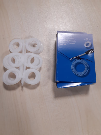 202892 - PRYM - Unaza të Sheshta për Thurje prej Plastike, 36 mm - Seti prej 50 Unazash me Grep