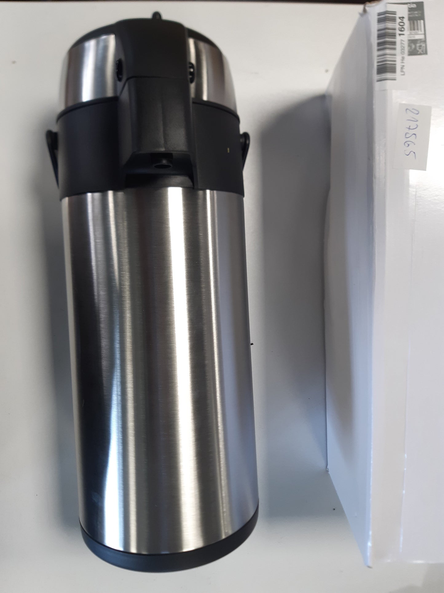 217565 - AXENTIA Airpot në ngjyrë argjendi, enë me pompë e bërë nga çelik inox, vëllimi: afërsisht 5 L, 19 x 19 x 45 cm