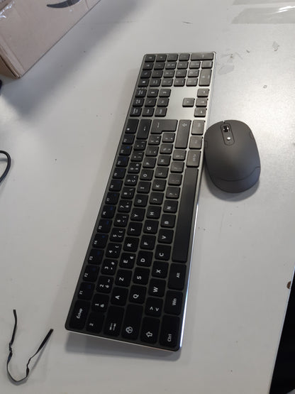 268189 - AMAZON BASICS Maus pa tel i rikarikueshëm, tastierë e plotë ultra e hollë dhe e heshtur me tastierë numerike, FR Layout gri, e zezë