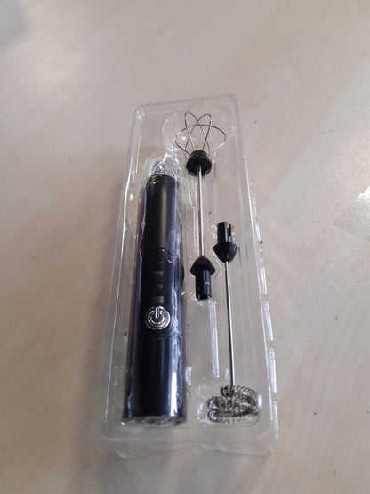 224039 - Shkumëzues elektrik qumështi, rikarikueshëm me USB, 3 shpejtësi, çelik inox për kafe dhe kapuçino, Argjend-Zi
