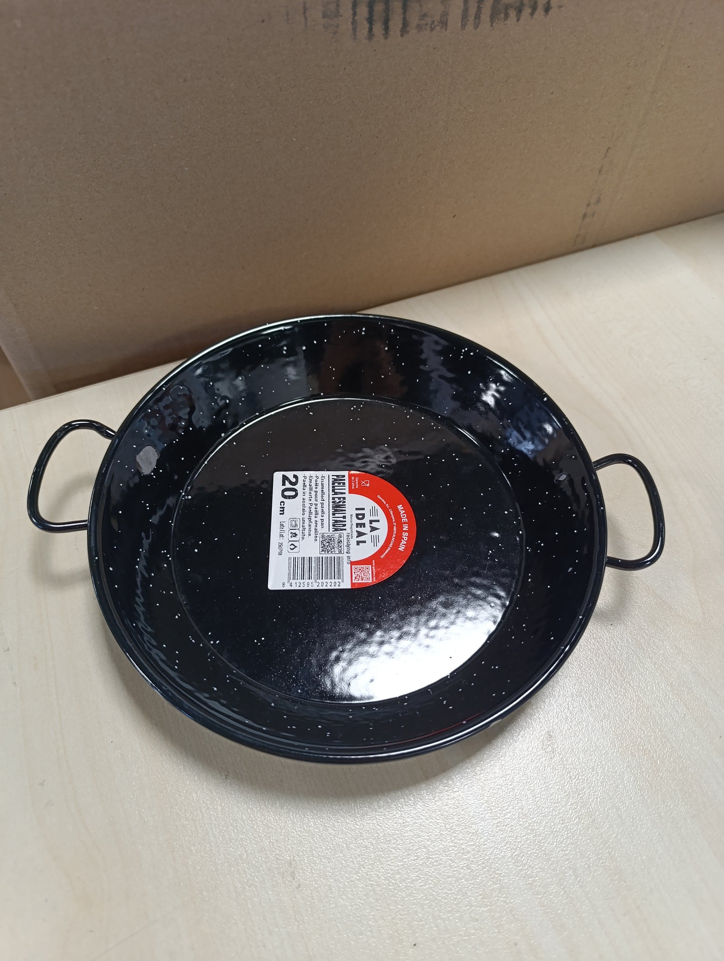 248013 - LA IDEAL Tigan për paella çelik i emaluar, i zi, 20 cm, 1 copë