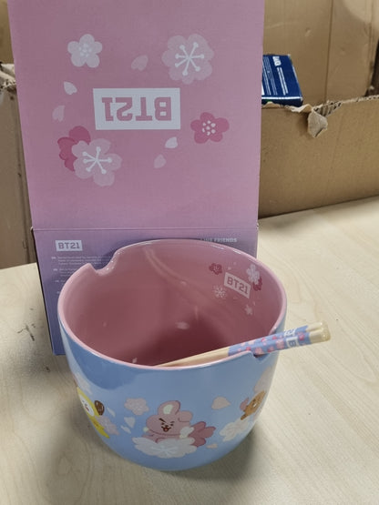 213865 - GRUPO ERIK Tas Ramen BT21 Qeramik 12.5 x 9.4 cm 1400 ml me Shkopinj