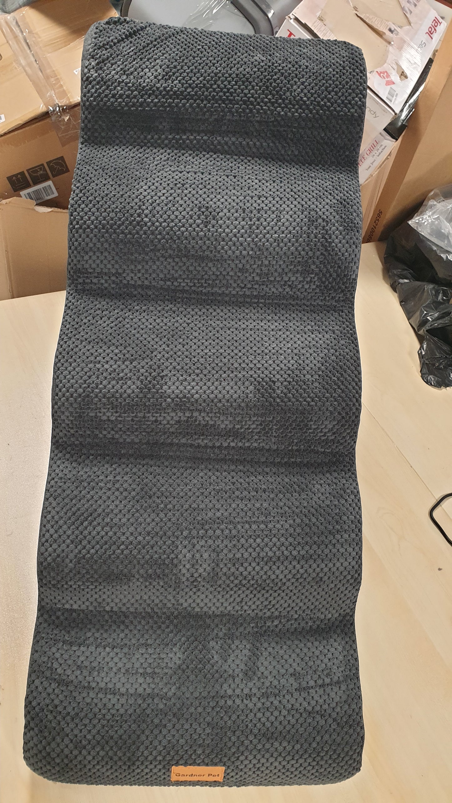 217318 - GARDNER - Shkallë për qen me 5 shkallë, shkumë me dendësi të lartë, 58 cm, shkallë të gjera për kafshë shtëpiake me mbulesë të lëvizshme, jo-rrëshqitëse, të zeza