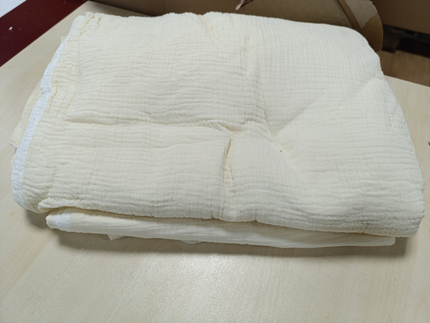 215167 - BOQINGZHU Mbulesë jorgani dopio 200x200 cm, pambuk, krem, e bardhë, verore, e lehtë, e ajrosur.