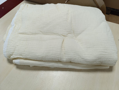 215167 - BOQINGZHU Mbulesë jorgani dopio 200x200 cm, pambuk, krem, e bardhë, verore, e lehtë, e ajrosur.