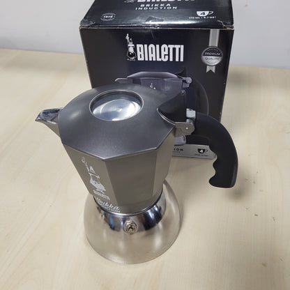 255200 - BIALETTI Makinë kafeje me induksion Brikka, 4 filxhanë (170 ml), Espresso në stilin e barit, e përshtatshme për të gjitha sobat, ngjyrë argjendi