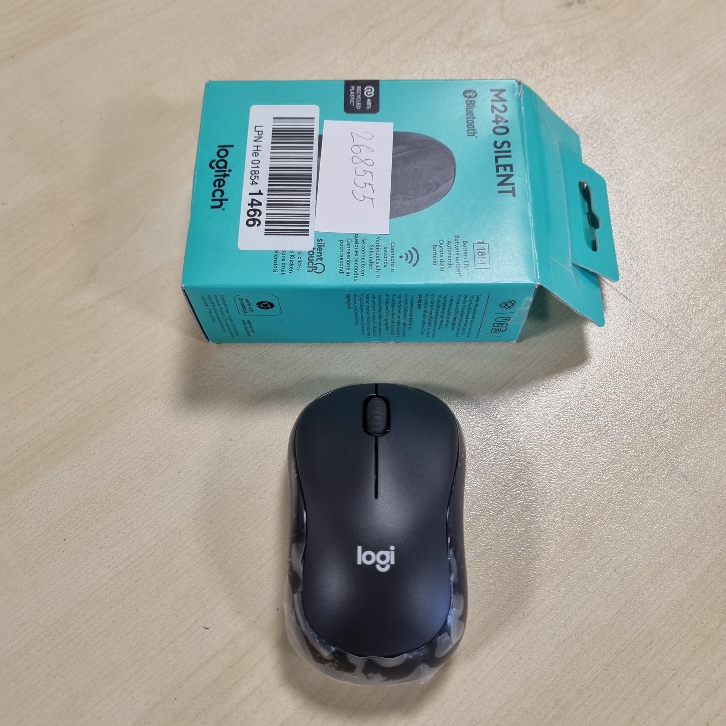 268555 - Logitech Maus Bluetooth M240, pa tel, kompakt, gjurmim i qetë, bateri 18-mujore, për Windows, macOS, ChromeOS, i pajtueshëm me PC, Mac, laptop, tableta - grafit