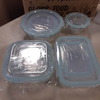 251347 - EDIHOME Enë Qelqi me Kapakë, 14 copë (7 Enë + 7 Kapakë), Enë për Ruajtjen e Ushqimit, Cilësi Premium Transparente, Pa BPA