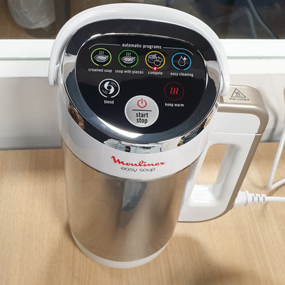 166720 - MOULINEX Blender i Ngrohtë, 1000W, Kapacitet 1.2L, 5 Programet Automatike, Me Mur të Dyfishtë, Përfshirë Supë, Supë Kremore, Komposto, Smoothie, Mbajeni Ngrohtë në Ngjyrë Argjendi, Modeli LM841110