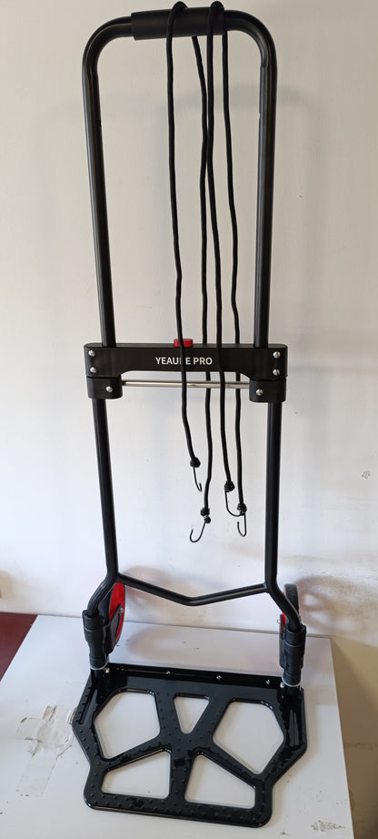187280 - YEAUPE PRO Karrocë Transporti e Palosshme me Dorezë Teleskopike, Rrota Gome dhe 2 Rripa, Kapacitet Ngarkese 50 kg, e Zezë - Përdorim per Zhvendosje, Kopshtari apo Transport
