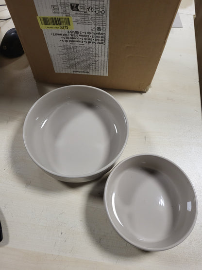 251812 - AMAZON BASICS Tasa servirjeje prej guri të glazur, set me 3 pjesë, të sigurta për lavastovilje, gri liri