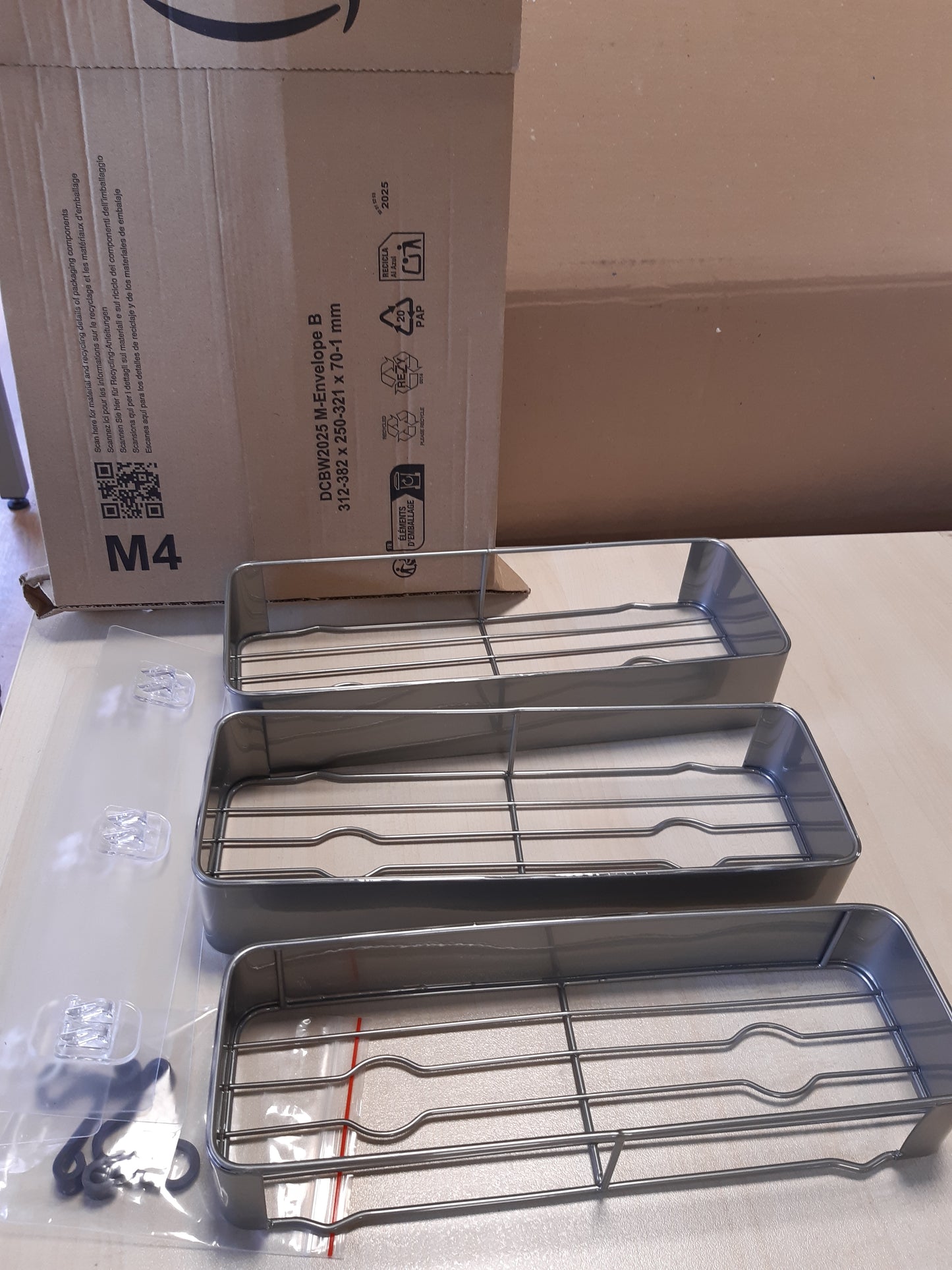 256462 - KITSURE Kasë dushi pa shpim - Organizues banjoje me 3 pjesë, rezistent ndaj ndryshkut, argjendi