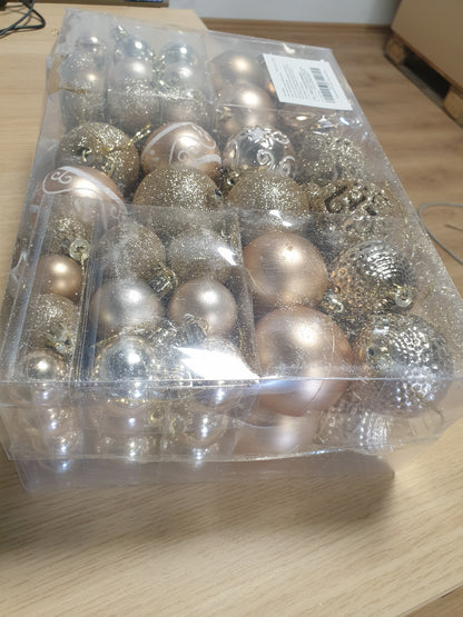 257357 - YWLAKE Set zbukurimesh me top Krishtlindjesh për pemën e Krishtlindjeve, Set dekorimesh me 100 pjesë, zbukurime të papërshkueshme nga thyeshmëria për festën e Vitit të Ri, dasmën, festat, dekorimin e Krishtlindjeve (shampanjë)