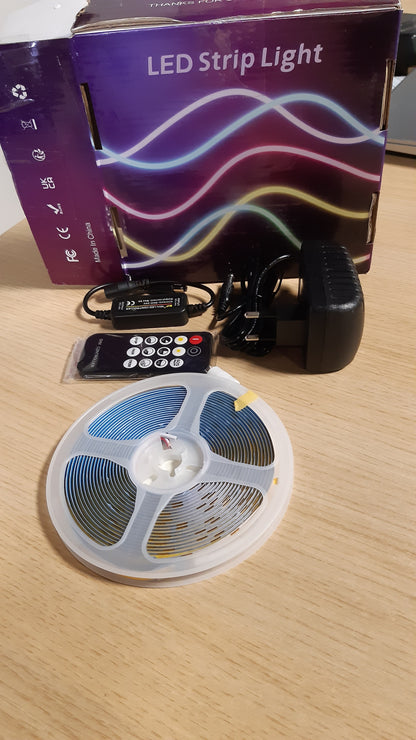 222901 - ACLOROL Shirit LED COB, 5M, 12V, 320 LED/M, CRI>85, 3000K, fleksibël, me Telekomandë