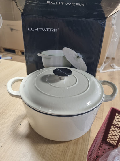 213576 - ECHTWERK Enë tave prej gize me veshje smalti, tenxhere e rrumbullakët për bukë, e përshtatshme për furra, skarë, BBQ dhe induksion, 3.5 L, Ø 22.5 cm
