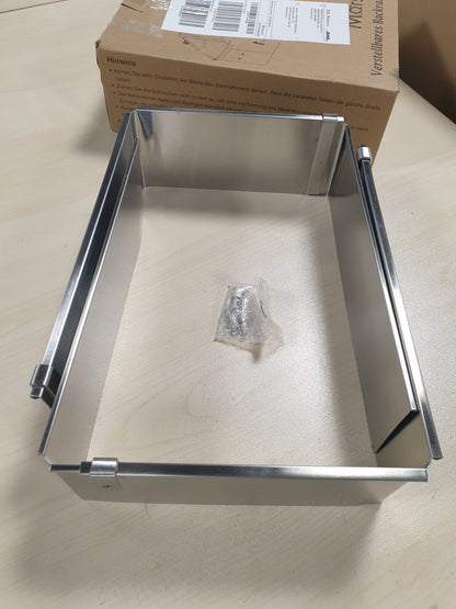 252485 - Marsred Kornizë pjekjeje katrore e rregullueshme 8 cm me vida, tavë pjekjeje çeliku inox, tavë katrore për torta