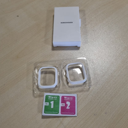 267048 - GEEDOOWIN 2-PACK [PA MBROJTËS EKRANI] MBULESË MBROJTËSE PËR APPLE WATCH SERIES 9/8/7 41MM, MBULESË ULTRA E HOLLË ME KORNIZË TË PËRGJITHSHME, E BARDHË