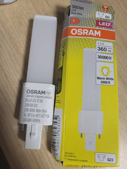 258150 - OSRAM DULUX LED S7 EM, G23, 3.5W, 360lm, 3000K, zëvendësim LED për llambat fluoreshente G23