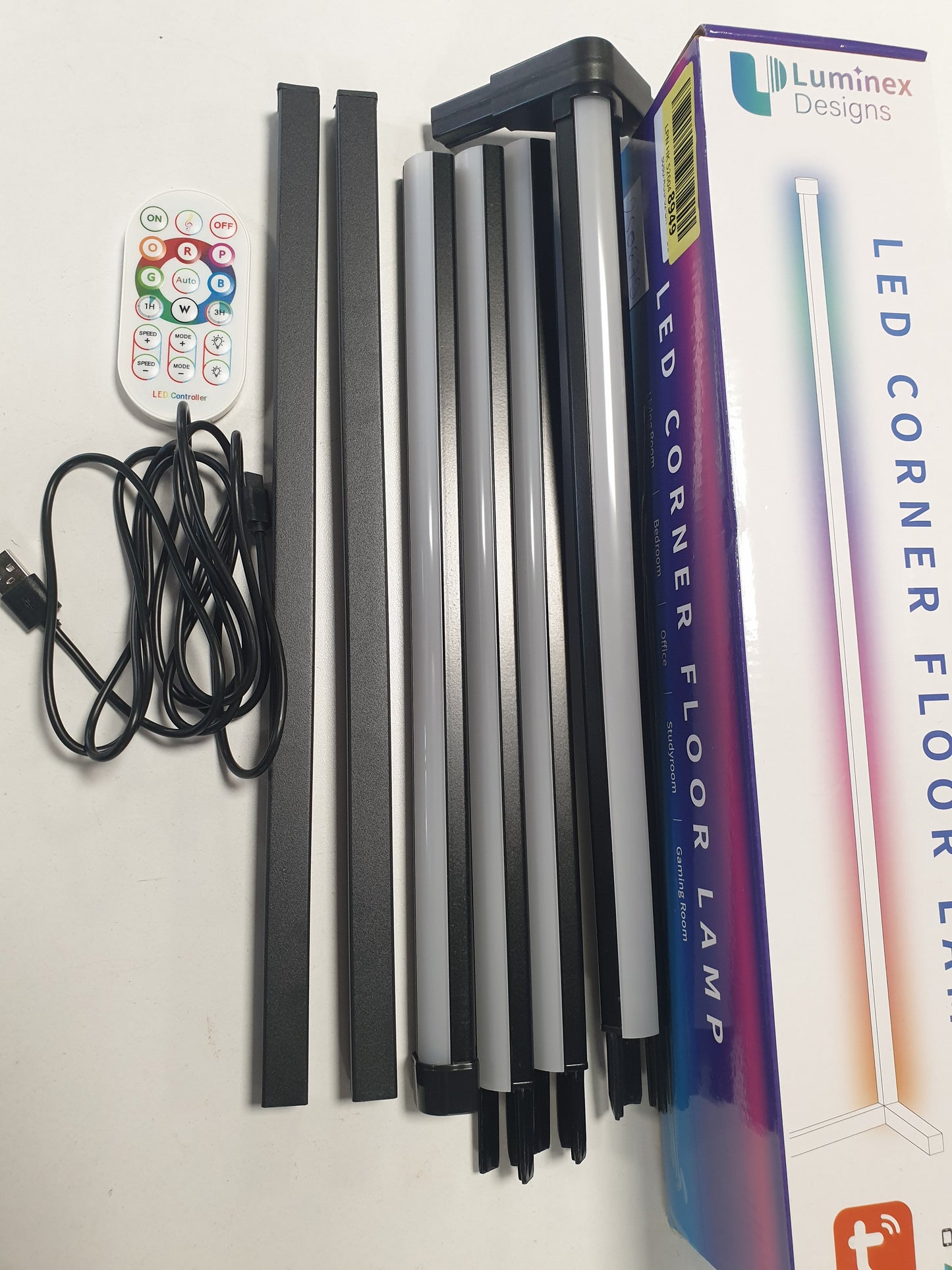 250679 - LUMINEXDESIGNS Llambë dyshemeje LED RGB 150cm, Llambë këndore me errësim dhe telekomandë, Kontroll zëri Alexa