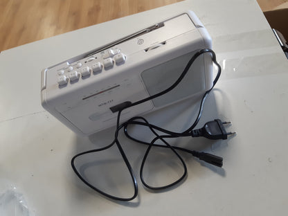 268211 - Kasetofon portativ, radio stereo AM/FM klasike me Bluetooth, USB, prizë kufjesh, për përdorim në shtëpi ose jashtë.