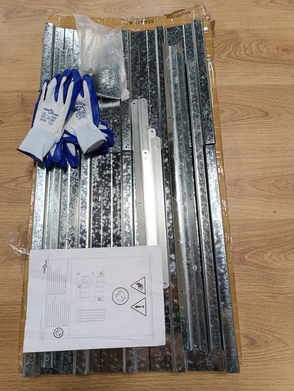 244412 - VIDAXL Shtretër i ngritur për kopsht 240x40x77 cm, Çelik i galvanizuar, argjend