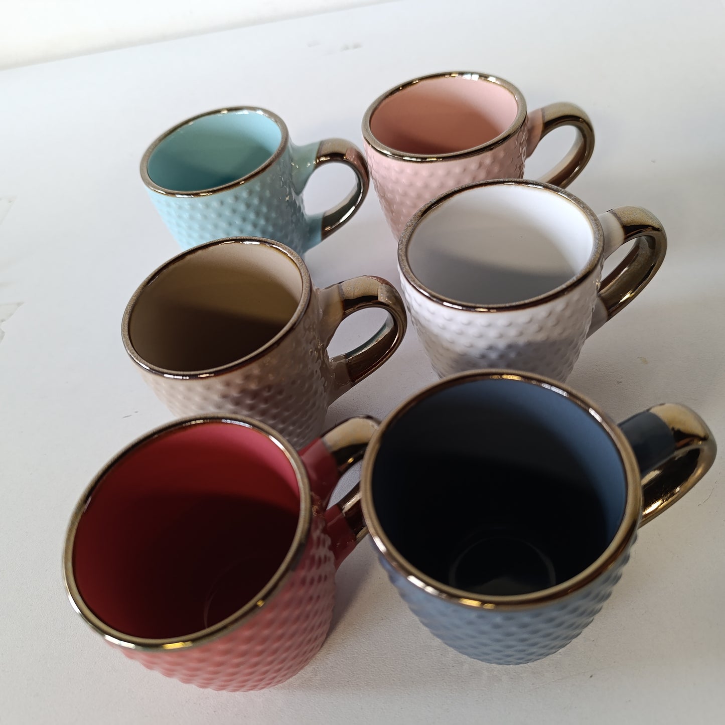 196236 - H&H - Set 6 Filxhane Kafeje Dots, 100 cc, Materiali i Gurit, me Detaje me Efekt Bronzi, të Përshtatshme për Lavastovilje dhe Mikrovalë