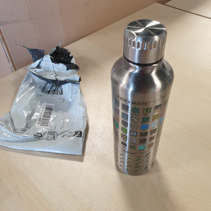 209460 - MINECRAFT Shishe Uji Metalike - E Licencuar Zyrtarisht, Për Pije të Nxehta dhe të Ftohta, E Papërshkueshme nga Rrjedhjet, me Artikuj në Lojë, Kapacitet 470ml
