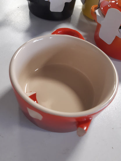 231175 - LE CREUSET | Set me 4 pjesë | Kokota mini prej gresi | 200 ml secila | 10 x 5 cm | Zjarr dhe Flaka (E Verdhë/E Kuqe Qershie/E Kuqe Furre/E Zezë)