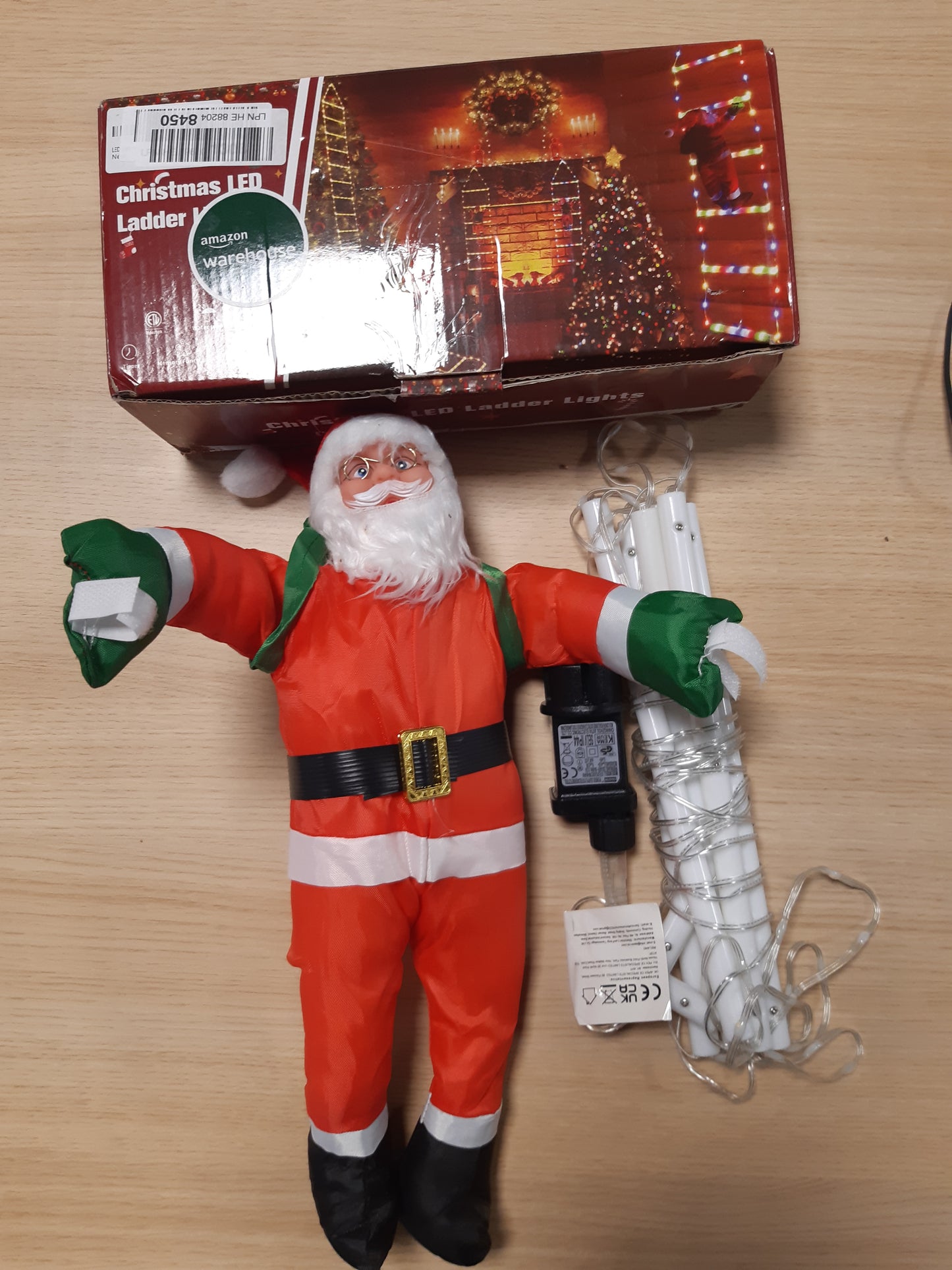 137619 - GEEMOO Drita Dekorimi me Shkallë LED 0.75M, 98 Drita, për Babagjyshin e Vitit të Ri, 8 Modalitete Dekorimi, Kohëmatës dhe Funksion Memorieje, Drita Krishtlindjesh për Dritare të Brendshme dhe të Jashtme, Ngjyra - E Bardhë e Ngrohtë