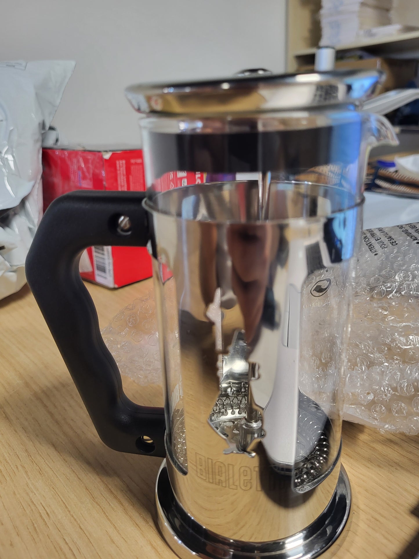 228713 - BIALETTI Preziosa - Presë kafeje me filtër pistoni, trup çeliku inox dhe enë qelqi borosilikat, kapacitet 350 ml, për 3 gota, e përshtatshme për lavastovilje.