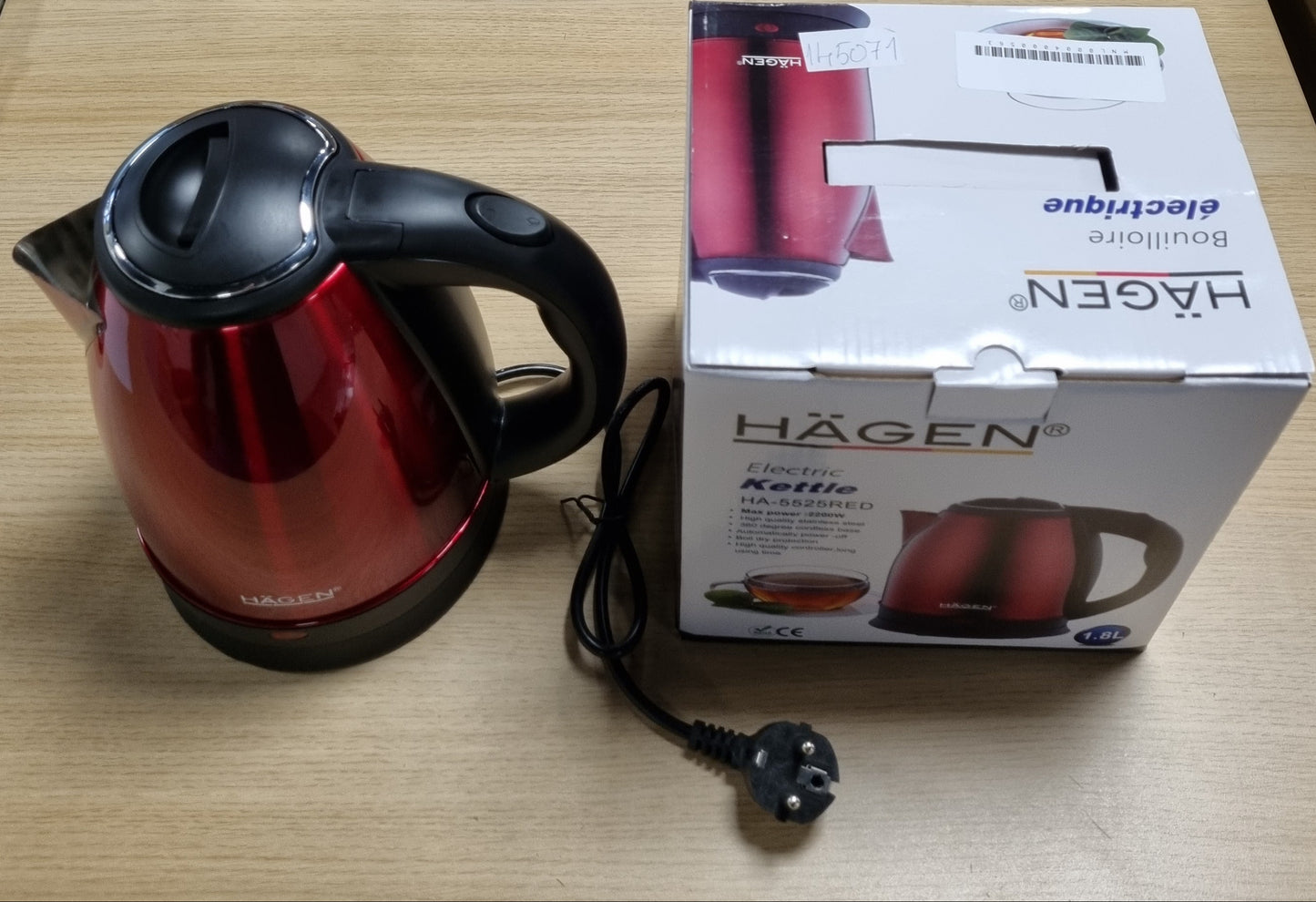 145073 - HAGEN - Çajnik Elektrik prej Çeliku Inox, Kapacitet 1.8L, Fuqi 1500W, Bazë 360°, Filtër i Lëvizshëm dhe i Larëshëm, Bakër