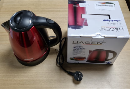 145073 - HAGEN - Çajnik Elektrik prej Çeliku Inox, Kapacitet 1.8L, Fuqi 1500W, Bazë 360°, Filtër i Lëvizshëm dhe i Larëshëm, Bakër