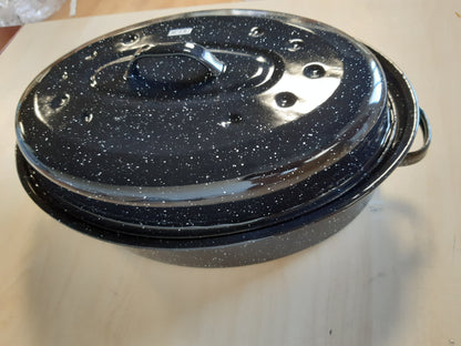 214330 - IBILI Tavë ovale e zezë, 34 x 27 x 13 cm, çelik i smaltuar